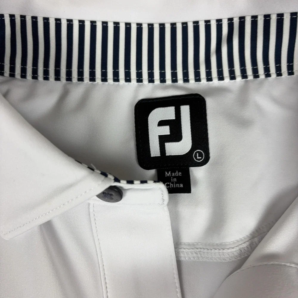 FootJoy Golf Polo Shirt Mens L White ArchKey Solutions Stretch Short Sleeve
